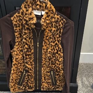 Chico's Leopard Print Vest - W/Long Sleeved Tee Shirt
